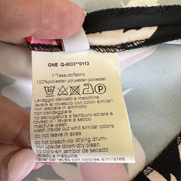 1-One Women's Black Floral Print Sleeveless A-Line Top Blouse Sz 10/46 Italy - Picture 12 of 13